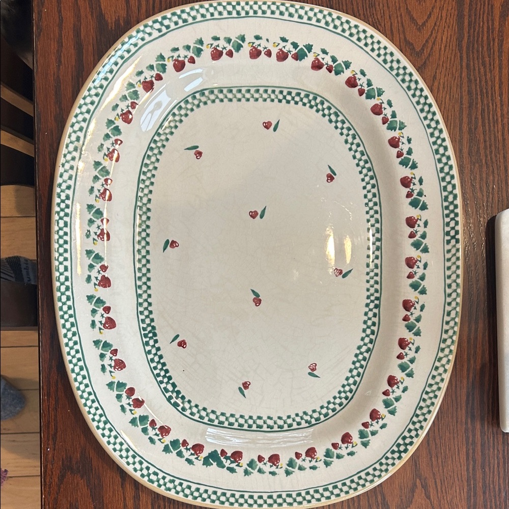 Nicholas Moses Strawberry Pattern Oval Platter